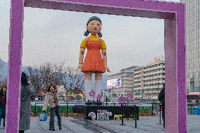 Young-hee, Giant Doll Of Squid Game In Seoul, South Korea