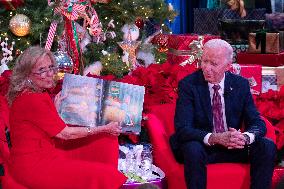 President Joe Biden and first lady Dr. Jill Biden pay a holiday visit to patients and families at Children’s National Hospital