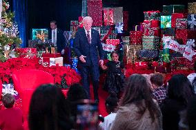 President Joe Biden and first lady Dr. Jill Biden pay a holiday visit to patients and families at Childrens National Hospital