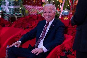 President Joe Biden and first lady Dr. Jill Biden pay a holiday visit to patients and families at Childrens National Hospital