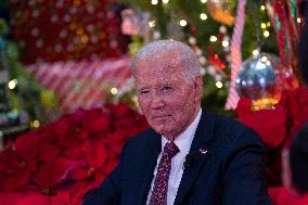 President Joe Biden and first lady Dr. Jill Biden pay a holiday visit to patients and families at Childrens National Hospital