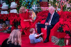 President Joe Biden and first lady Dr. Jill Biden pay a holiday visit to patients and families at Childrens National Hospital