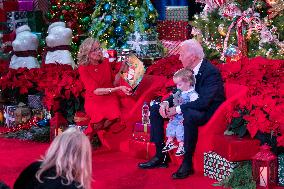 President Joe Biden and first lady Dr. Jill Biden pay a holiday visit to patients and families at Childrens National Hospital