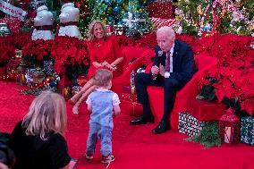 President Joe Biden and first lady Dr. Jill Biden pay a holiday visit to patients and families at Childrens National Hospital