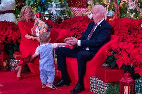 President Joe Biden and first lady Dr. Jill Biden pay a holiday visit to patients and families at Childrens National Hospital