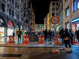 Safety Barrier Access At Marienplatz Christmas Market In Munich