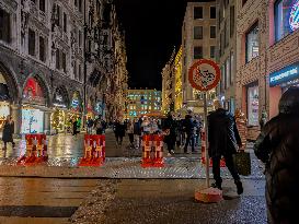 Safety Barrier Access At Marienplatz Christmas Market In Munich