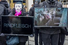 Animal Rights Activists Protest In The City Center Of Munich