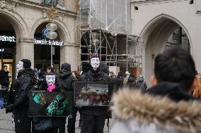 Animal Rights Activists Protest In The City Center Of Munich