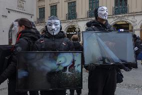 Animal Rights Activists Protest In The City Center Of Munich