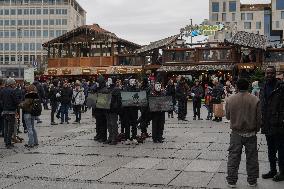 Animal Rights Activists Protest In The City Center Of Munich