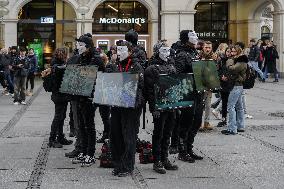 Animal Rights Activists Protest In The City Center Of Munich