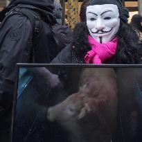 Animal Rights Activists Protest In The City Center Of Munich