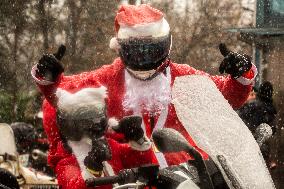 Bikers Dressed As Santa Claus In Sofia.