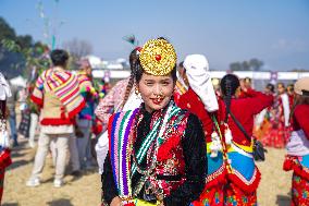 The Kirat Community Celebrating The Sakela Udhauli Festival In Nepal.