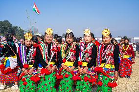 The Kirat Community Celebrating The Sakela Udhauli Festival In Nepal.