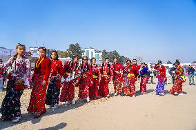 The Kirat Community Celebrating The Sakela Udhauli Festival In Nepal.