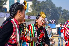 The Kirat Community Celebrating The Sakela Udhauli Festival In Nepal.