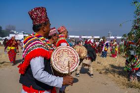 The Kirat Community Celebrating The Sakela Udhauli Festival In Nepal.