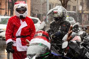 Bikers Dressed As Santa Claus In Sofia.