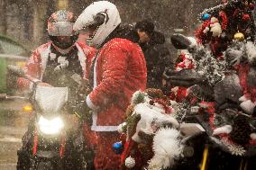 Bikers Dressed As Santa Claus In Sofia.