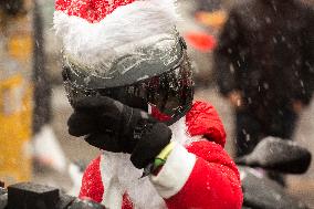 Bikers Dressed As Santa Claus In Sofia.