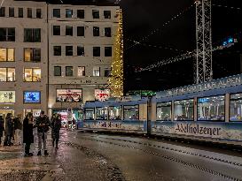 Tram In Evening Munich