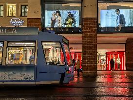 Tram In Evening Munich