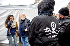 Supporters Of Anti-whaling Activist Paul Watson Stage A Rally In Paris