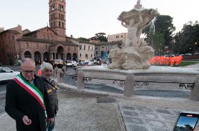 The Triton Fountain In Piazza Bocca Della Verità Has Been Restor