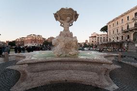 The Triton Fountain In Piazza Bocca Della Verità Has Been Restor