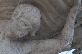 The Triton Fountain In Piazza Bocca Della Verità Has Been Restor