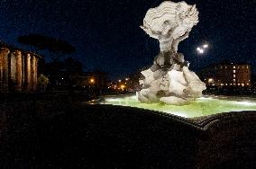 The Triton Fountain In Piazza Bocca Della Verità Has Been Restor