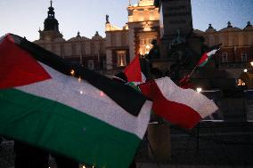 Solidarity Protest With Palestine In Krakow