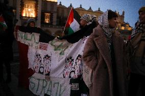 Solidarity Protest With Palestine In Krakow