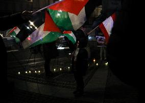 Solidarity Protest With Palestine In Krakow