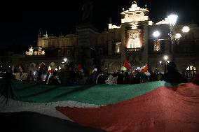 Solidarity Protest With Palestine In Krakow