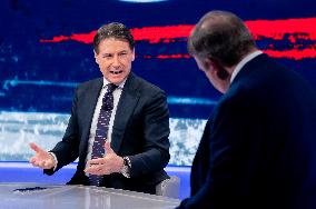 The President Of The 5 Star Movement Giuseppe Conte Guest On Tv Show In Onda La 7