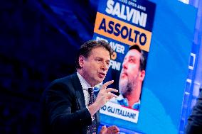 The President Of The 5 Star Movement Giuseppe Conte Guest On Tv Show In Onda La 7