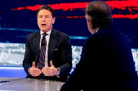 The President Of The 5 Star Movement Giuseppe Conte Guest On Tv Show In Onda La 7