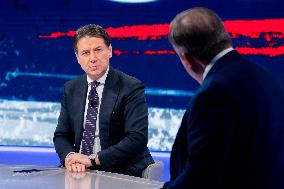 The President Of The 5 Star Movement Giuseppe Conte Guest On Tv Show In Onda La 7