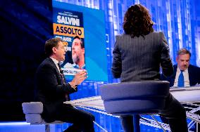 The President Of The 5 Star Movement Giuseppe Conte Guest On Tv Show In Onda La 7