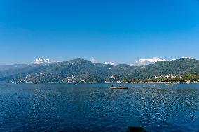 Tourists Are Enjoying Boating On Phewa Lake In Nepal