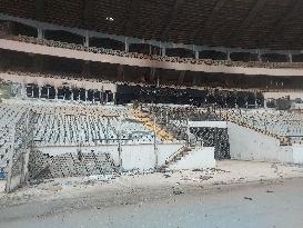 Aftermath of Fire breaks out at Aleppo Stadium in Syria