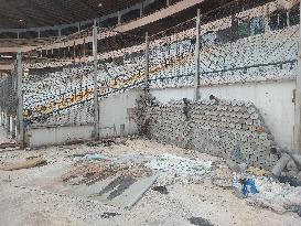 Aftermath of Fire breaks out at Aleppo Stadium in Syria