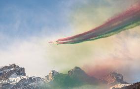 Frecce Tricolori Performs At AUDI FIS Ski World Cup - Italy