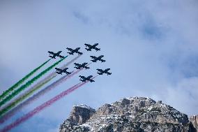 Frecce Tricolori Performs At AUDI FIS Ski World Cup - Italy