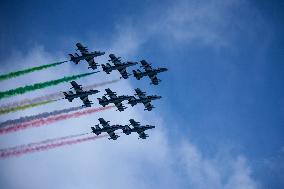 Frecce Tricolori Performs At AUDI FIS Ski World Cup - Italy