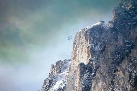 Frecce Tricolori Performs At AUDI FIS Ski World Cup - Italy