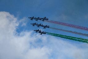 Frecce Tricolori Performs At AUDI FIS Ski World Cup - Italy